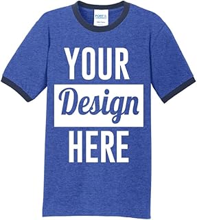 INK STITCH Unisex Pc54r Design Your Own Logo Image Texts Printing Cotton Ringer Tees - Multicolors