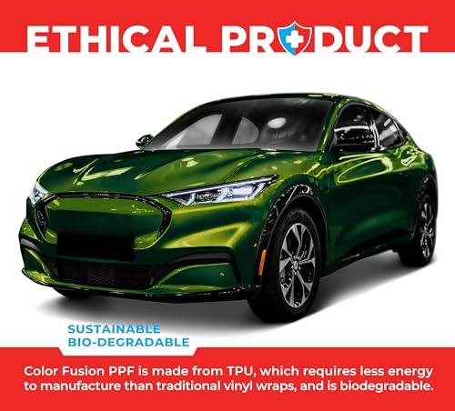Image of ColorFusion PPF by VViViD, Gloss Urban Green Dry Apply PPF Vinyl Car Wrap Roll 6ft x 5ft