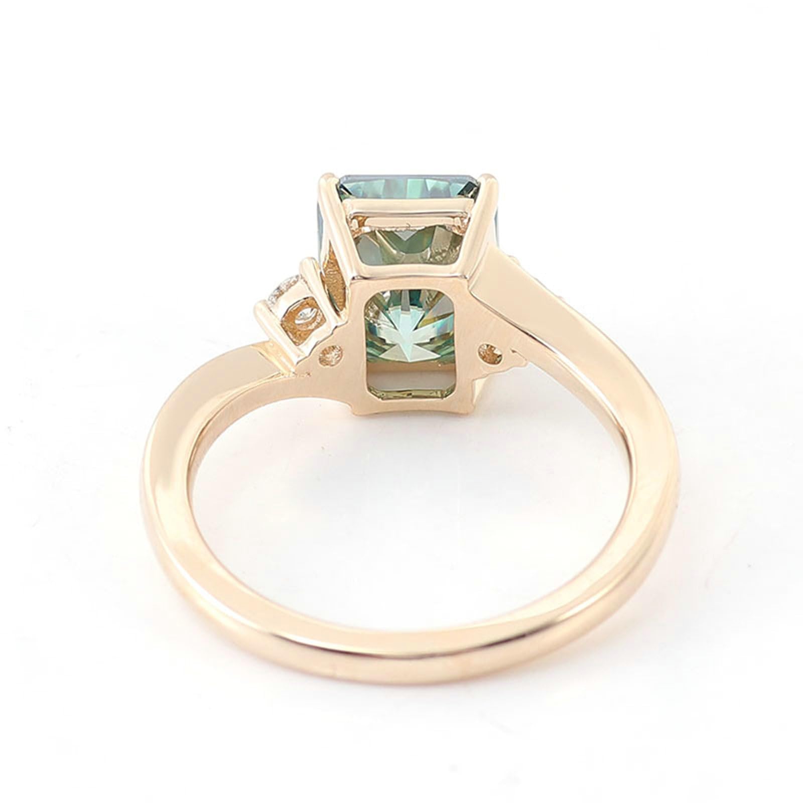 Obrączka ślubna, pierścionek ślubny 14K żółte złoto eleganckie 4 szczęki moissanit prostokątne pierścionki zaręczynowe damskie żółte złoto na obietnicę