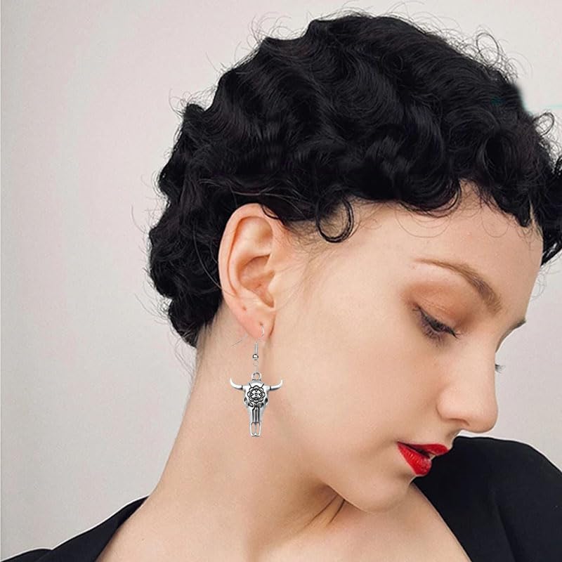 ONLYJUMP Cowlady Western Earrings for Women Vintage Western Cowlady Earrings Cowlady Hat Earrings Lucky Horse shoe Dangle Drop Earrings Rodeo Earrings Jewelry Gifts3