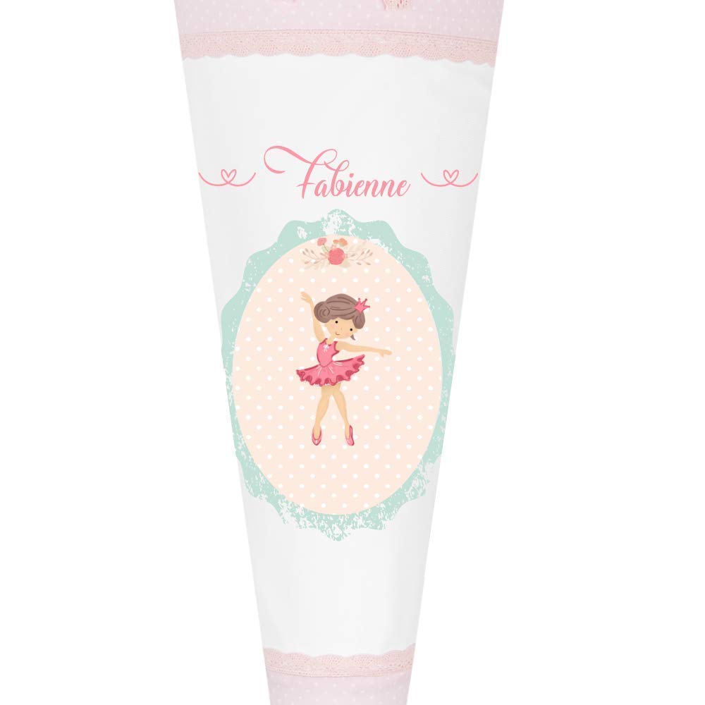 Ballerina Schultüte mit Namen aus Stoff 70cm groß
