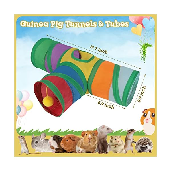 Rypet guinea pig tunnel 3 way collapsible small pet tunnels and tubes with interactive ball for baby rabbit ferret hamster chinchilla hedgehog hiding and resting - image 3