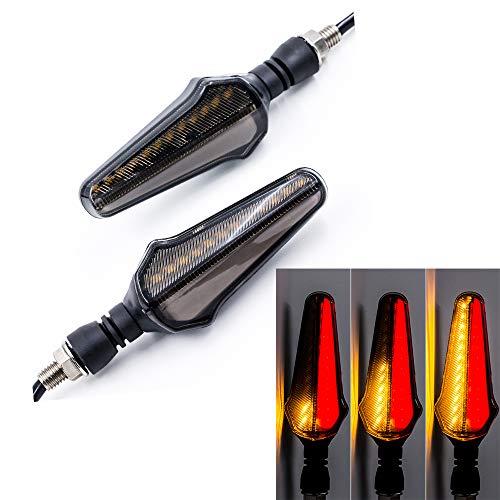 Cynemo Motorcycle Flowing Led Turn Signal Lights Blinkers Front Rear Indicators for Motorbike(1Pair,Pack of 2)