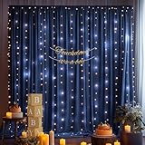 3 x 3 m, marineblaue Hintergrundvorhänge mit Lichterschnur für Babyparty, knitterfreie Vorhänge, Hintergrund für Geburtstagsparty, Polyester-Hintergrundvorhänge für Hochzeitsfotoshootings (1,5 x 3 m,