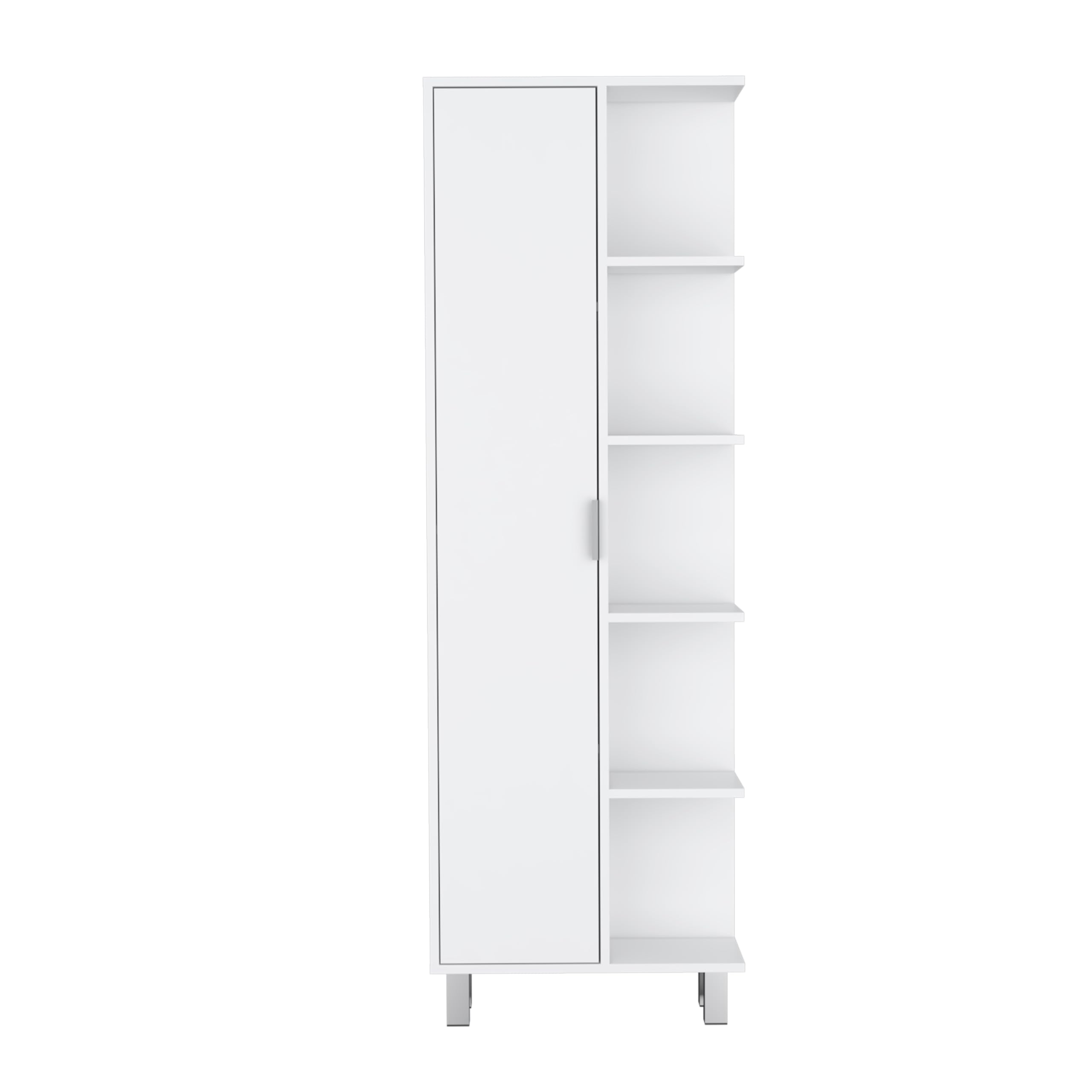 Hydro Linen 63-Inch Bathroom Cabinet Storage, 4 Open Shelves, White, Engineered Wood