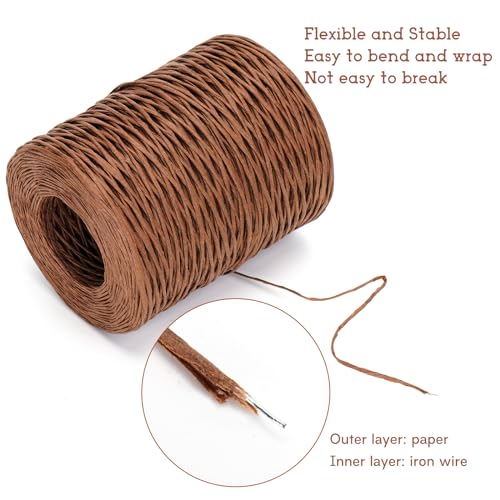 KINGLAKE Florist Wire - Brown Paper Covered 2mm, 656 Feet for Wreath Making Flower Arranging, 2mm x 200m - Image 2