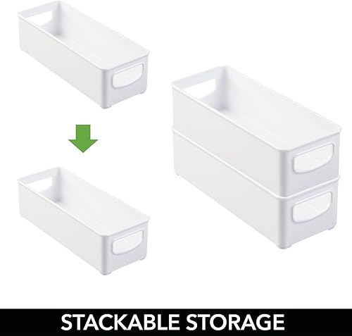 Miniatura 4 de mDesign Contenedores pequeños de plástico para oficina con asas para organización en archivador estante de armario o cajones de escritorio