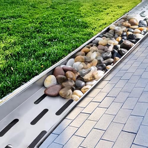 MLYAYE Heavy Duty French Trench Water Drain Grate for Fill Pavers/Rock/Cobblestone, Backyard Flower Bed Best Channel Trough Kits, Baseboard U-Shape Sub Drain and Grates(100x20x25cm/39.4x7.8x9.8in)