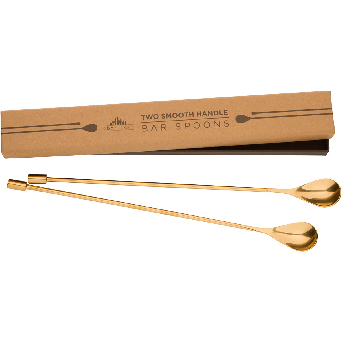 A BAR ABOVE Lot de 2 cuillères à cocktail dorées en acier inoxydable 304