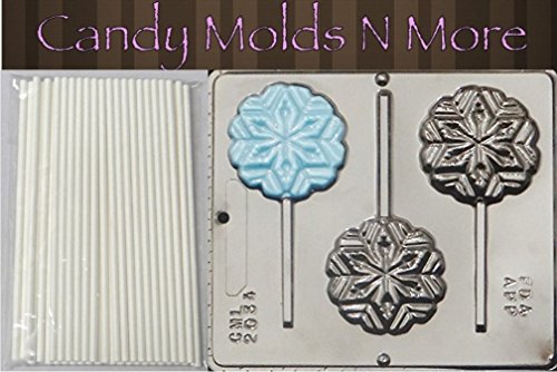 Snowflake lollipop chocolate making 25 piece kit with 1 plastic m…
