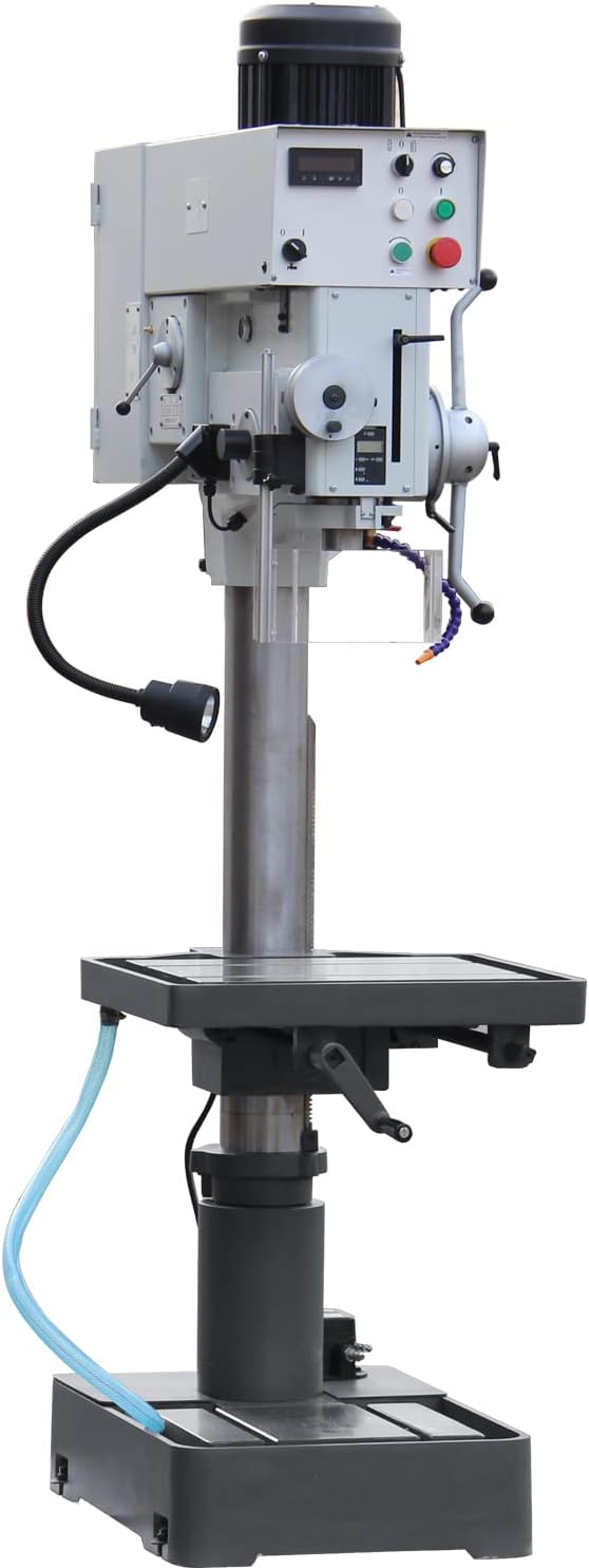 KAKA INDUSTRIAL Floor Drill Pres, Swing 20.8 inch,Max Drilling 1.57Inch, 2.2kW 220V 1-Phase, Powerfeed & Auto Downfeed, MT4 Taper, Digital RPM/DRO, Cast Iron Benchtop DP-40