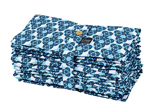 Serviettes de table imprimées bleu géométrique en coton de cuisine 45cm