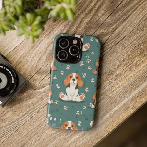Coque iPhone 16 Pro bleu sarcelle motif beagle pour le quotidien