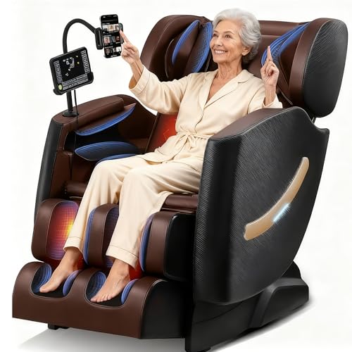 2025 Massage Chair Full Body – Zero Gravity Massage Chair w/10 Fix Rollers, Heat Therapy, Foot Massage, Auto Modes, Bluetooth, TouchScreen, Airbag, Extendable Footrest – Gift for Parents & Pain Relief