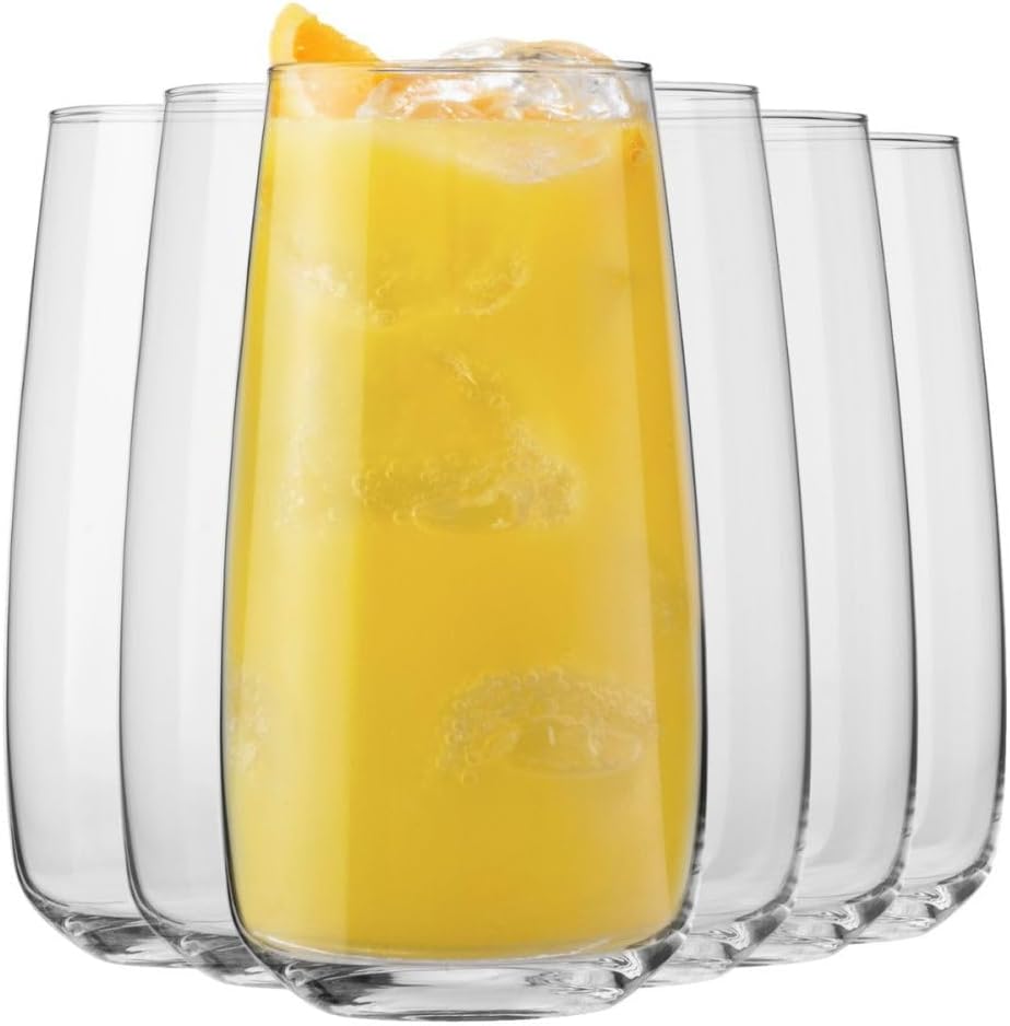 Krosno glasses for water, juices,lemonade, iced tea Elegant design | Set of 6 | Capacity 23.7 Fl Oz | Modern collection | Ideal for home, restaurant, parties | Dishwasher safe