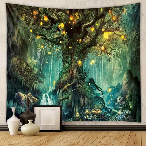 Tapisserie murale lavable en polyester bleu vert pour habiller un salon
