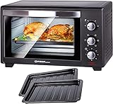  TZS First Austria - 35 Liter, 1600 Watt Minibackofen mit Innenbeleuchtung und Umluft Mini Pizza-Ofen, Doppelglastür, Timer  Mini Backofen  Pizzaofen  herausnehmbares Krümelblech Garraumbeleuchtung