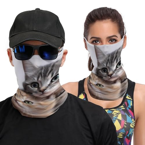 Neck Gaiter Cats Face Mask for Travel Face Cover Scarf for Men Women Elastic Headbands Wind-proof Bandana for Skiing Fishing Hiking Cycling