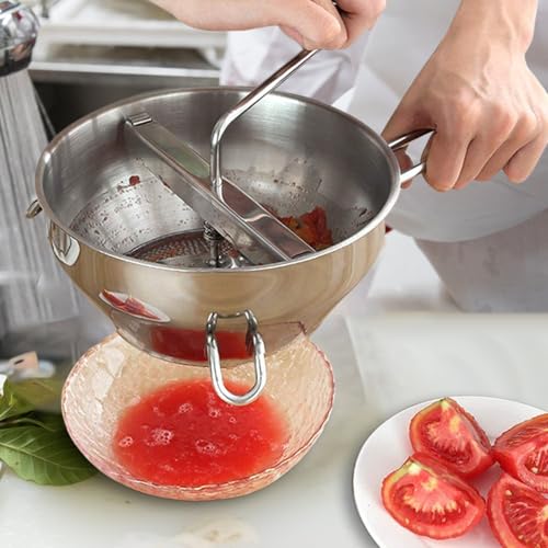 Ergonomic Food Mill | Stainless Stainless Steel Blender With 3 Discs,Grain Mill Hand Crank With 3 Food Grinders Discs For Mashing Grating Fruit – Image 5