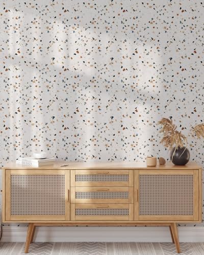 Image of FOKRIM Marble Wallpaper 45x300cm (14 SQFT) Sticker Wallpaper, Peel and Stick, Removable, Self-Adhesive, Waterproof, Decorative Wallpaper for Home, Kitchen, Bedroom, Office (White DOT, 60x200)
