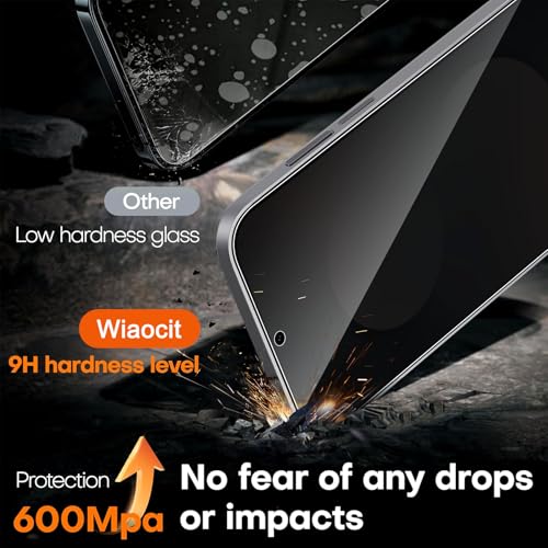 Image of Wiaocit 3 Pack Tempered Glass Privacy Screen Protector for Samsung Galaxy S25 FE with 3 Pack Camera Lens Protector, 9H Hardness, Bubble Free, Case Friendly