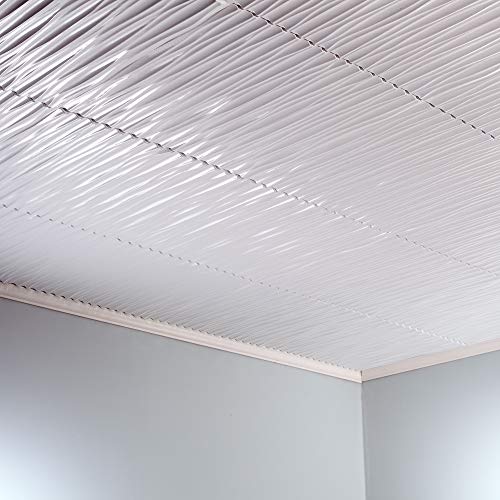 FASÄDE Dunes Vertical Decorative Vinyl 2ft x 2ft Glue Up Ceiling Panel in Gloss White (5 Pack)