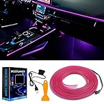 Keiurot El Wire Car Lights USB Neon Light for Car Purple 5M/16Ft Car Ambient Lighting Atmosphere Car Led Interior Strip Light Sewing Edge Decoration Dashboard Lights Strip Car Trim Led Lighting