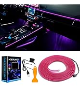 El Wire Lights for Car, El Wire Purple Car Interior Neon Lights 16FT/5M Car Led Strip Light Inter...