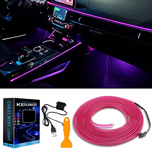 Keiurot Fil LED Voiture Interieur Bande LED Voiture Interieur USB LED Interieur Voiture Lumiere Voiture Interieur Violet 5 m Neon El Fil pour Voiture
