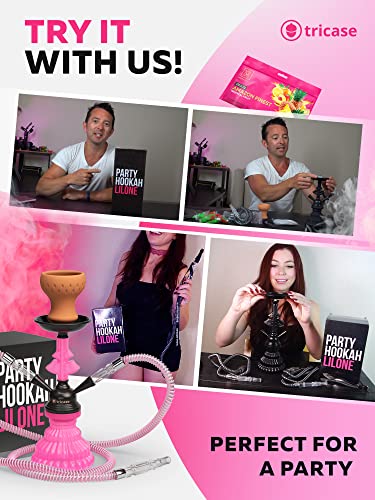 Pink Hookah Set 2 Hose Hookah – Lilone 12” Pink Mini Hookah Combo Kit Shisha Hookah Set With Prepunched Foil Hookah Bowl Disposable Tips Mouthpiece Tongs Portable Hookah Pipe #TOP4