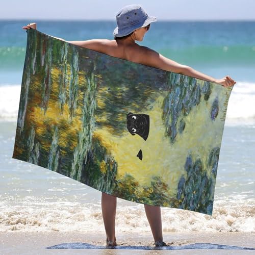 Serviette de plage Monet Pug microfibre séchage rapide 130x80cm