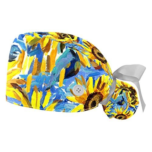 Chapeaux bouffants Tournesols JDEZ : lot de 2 casquettes de travail ajustables