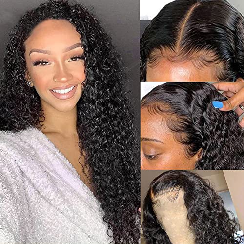 28 Inch 13x6 Invisible Lace Front Wigs Human Hair HD Transparent Wig 150% Denisty Pre-Plucked Bleached Knots Deep Part Water Wave Hair Lace Front Wigs Virgin Human Hair with Baby Hair for Black Women