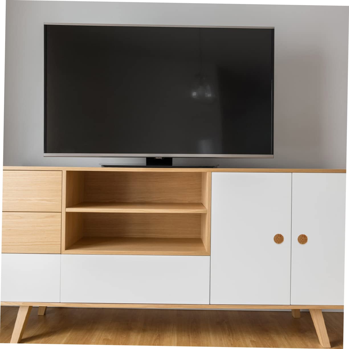 Angoily 4 Set Manico Della Testa Di Funghi Pomelli in Vimini Manico in Vimini Pomoli Per Porte Interne Pomelli Per Mobili Rustici Pomelli Per Mobili in Legno Comò Tira Di Legno 4 Pezzi*4