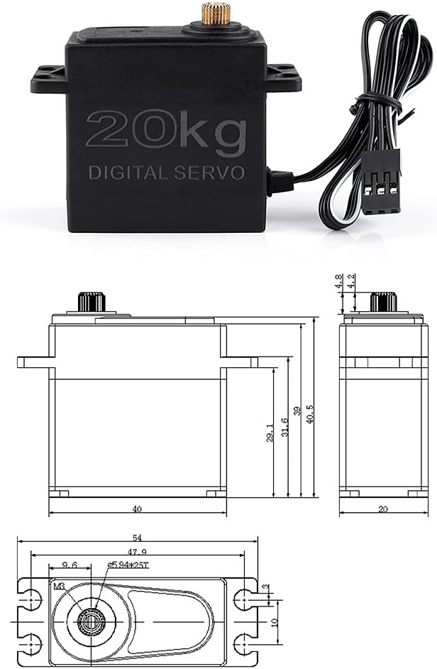HUIOP Motor, Combo Set 3650 4300KV Motor 60 Brushless ESC 20kg Servo w/ 25T Servo Arm for 1/10 RC Car Truck Off-Road