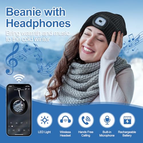 Bluetooth Beanie Hat with Light, Gifts for Men, Stocking Stuffers for Men - image 3