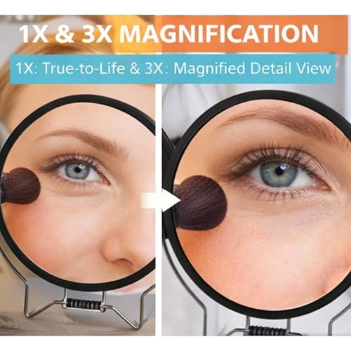 Espejo de maquillaje doble cara con base, 5 x 4 pulgadas miniatura 3