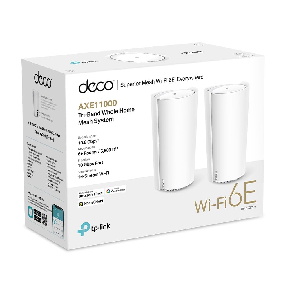 TP-Link Deco XE200 Mesh WLAN Set , Wi-Fi 6E AXE11000 Tri-Band Mesh 