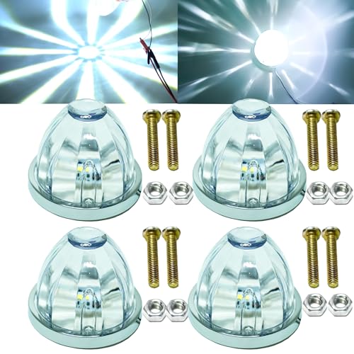 Image of 2PCS White Watermelon Lights, Clear Lens LED Side Marker Turn Signal Lights, Watermelon-Shaped Side Marker Tail Top Cap Roof Lights for Trailer Truck Semi-trailer Heavy-duty Truck Bus Van