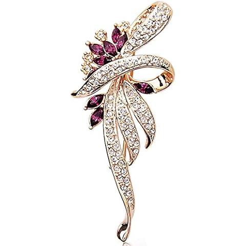 Merdia Created Crystal Brooch Fancy Vintage Style Flower Brooch Pin for Women, ladies with Blue/Purple Created Crystal | Vintage Fashion | Brooches and Pins for Women | Ladies Jewelry | Purple Cover