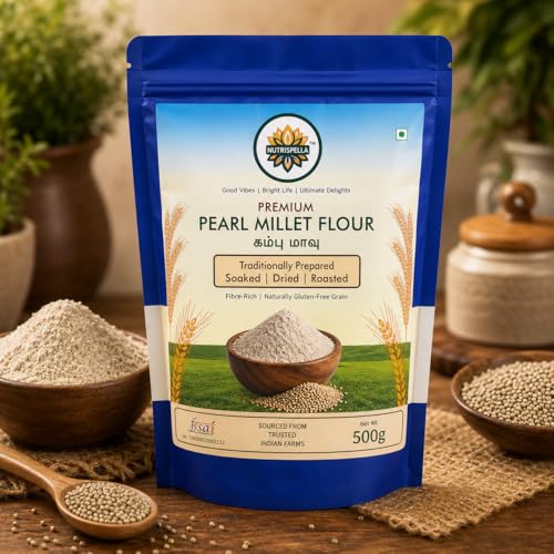 Image of Nutrispella Pearl Millet Flour | Traditionally Prepared Whole Grain Flour | No Added Preservatives | Alternative Flour for Traditional Flatbreads And Baked Goods | 500 g
