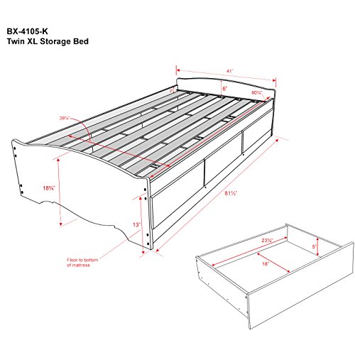 Prepac Twin Xl Mate's Platform Storage Bed With 3 Drawers, Black #TOP1