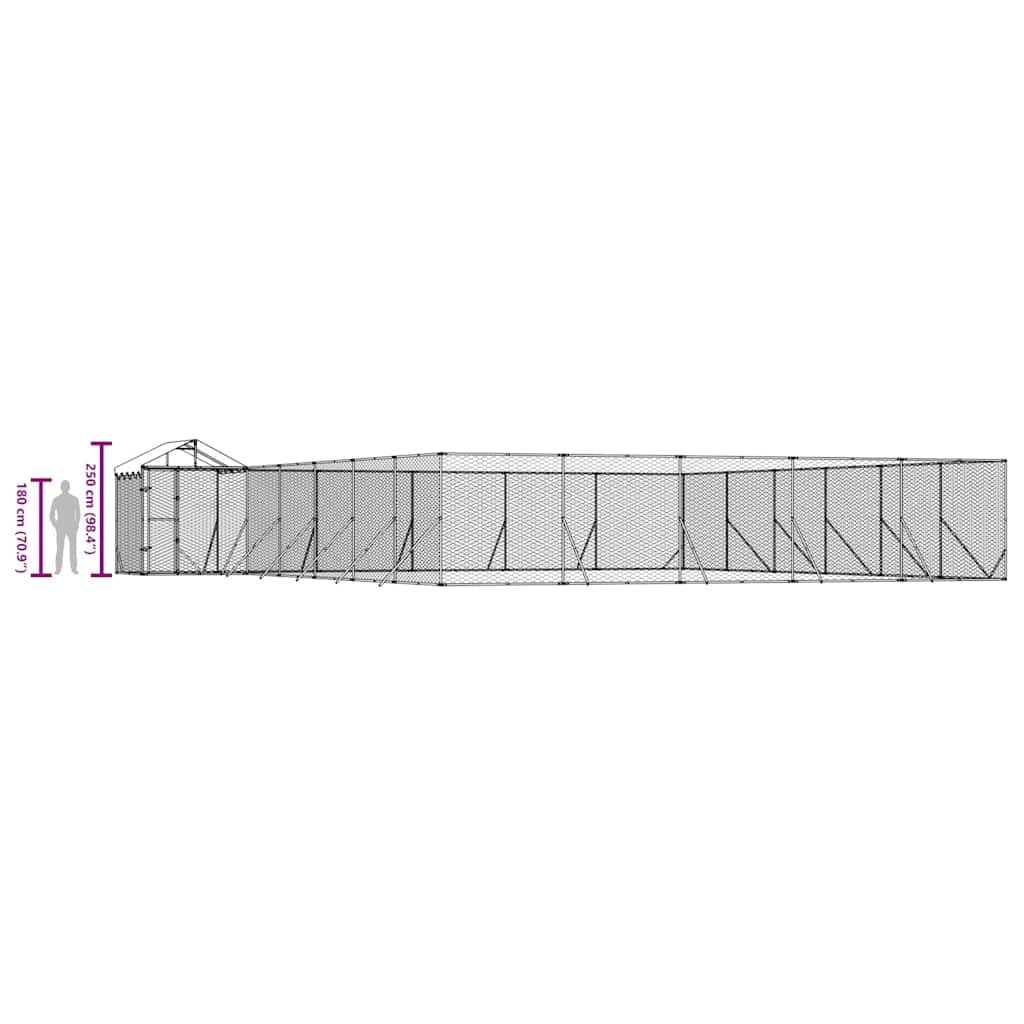 Zewnętrzna buda dla psów z dachem, 12 x 12 x 2,5 m, stal ocynkowana, dla szczeniaków, zwierząt domowych, bezpieczny kojec