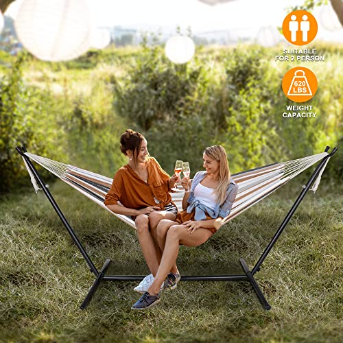 image for SUPER DEAL Portable 2 Person Hammock with 9FT Hammock Stand, 620 LBS C