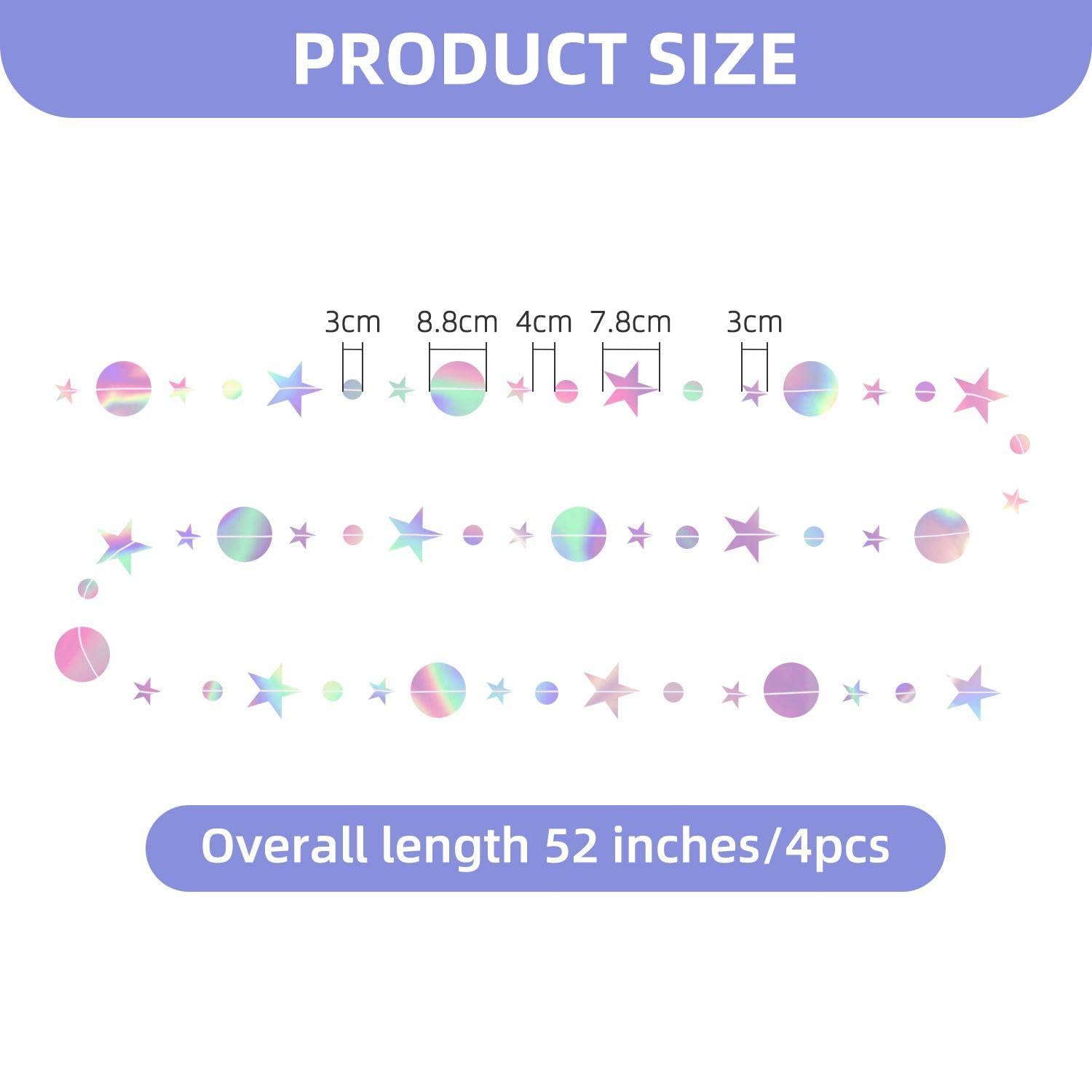 EOWVISN 4 Pieces Of Round And Star Hanging Decorations, Party Scene Decoration, Creative Wall Decoration, Party Decorations, Party Supplies - Image 2