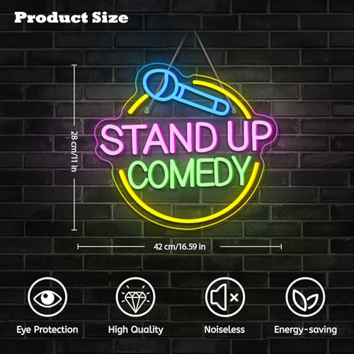 Image of Stand Up Comedy Neon Sign Led Colorful Neon Light for Wall Decor Usb Talk Show Light Up Signs for Live Funny Stand Up Show Beer Bar Man Cave Decorations