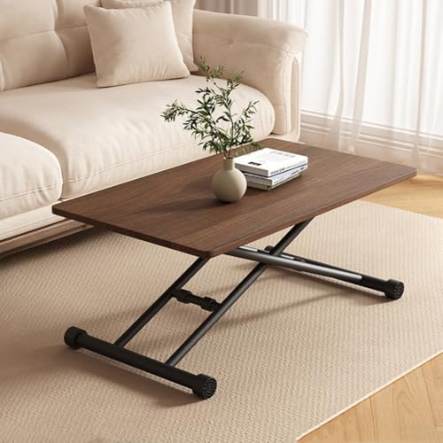 Sarinyローテーブル 折りたたみ ガス圧昇降式テーブル 10-77cm無階段高さ調整 リビングテーブル センターテーブル コーヒーテーブル おしゃれ 組立不要 (ウォールナット色,100*60CM)