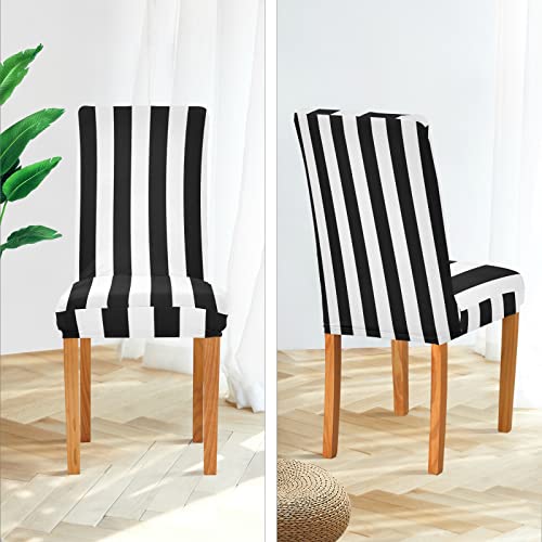 Xigua Black White Stripes Chair Covers For Dining Room Set Of 4 Stretchable Dining Chair Slipcover Washable Removable Parsons Chair Slipcover For Kitchen,Hotel,Restaurant #TOP3