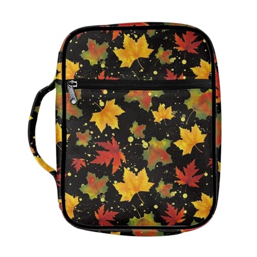 Couverture de la Bible à motif feuilles d'érable étui de protection zippé avec poignée