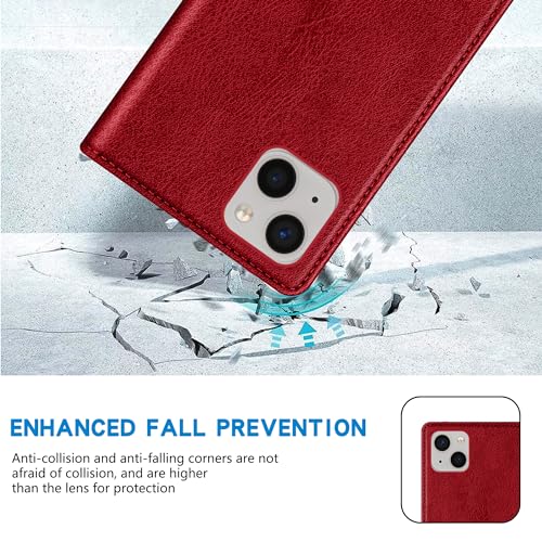 Image of ZZXX for iPhone 13 Mini Wallet Case Strong Magnetic 5.4 inch,Red